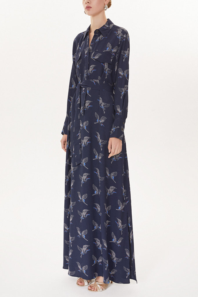 Navy Blue Printed maxi dress 92567