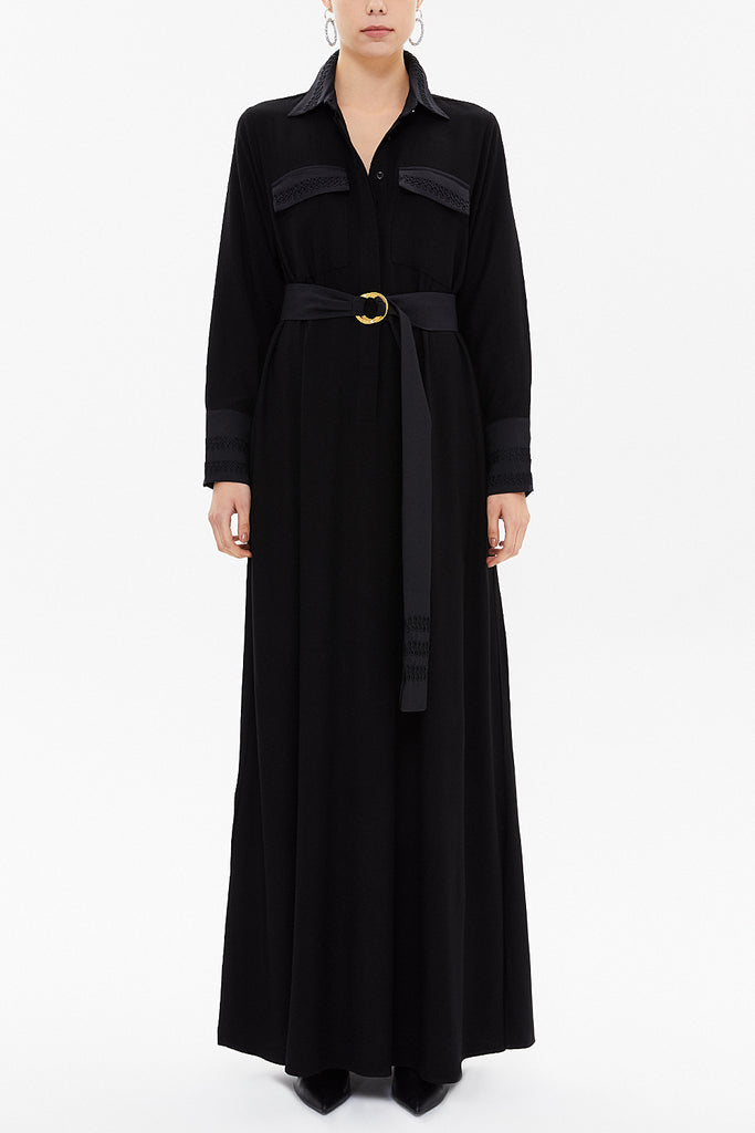 Black Waistband, pocket maxi dress 92588