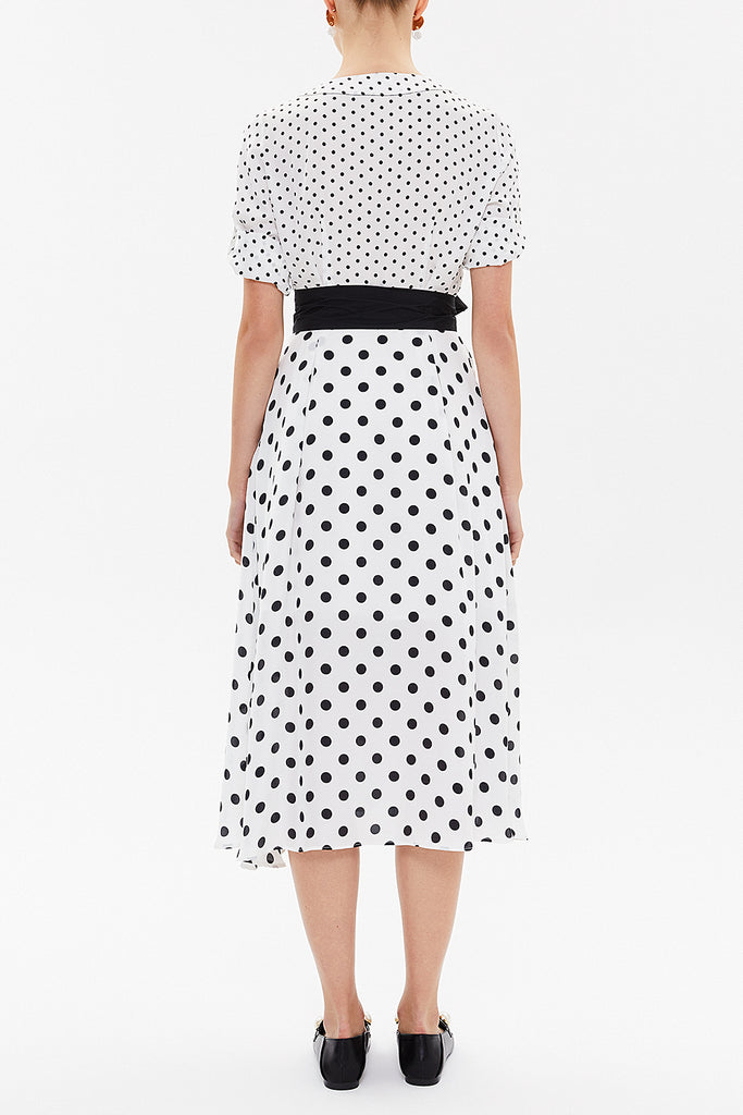 White Waistband, button front midi dress 92666