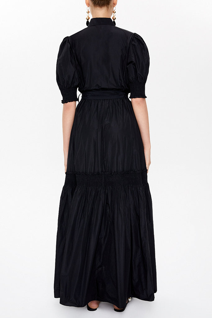 Black Elastic detail maxi dress 93109