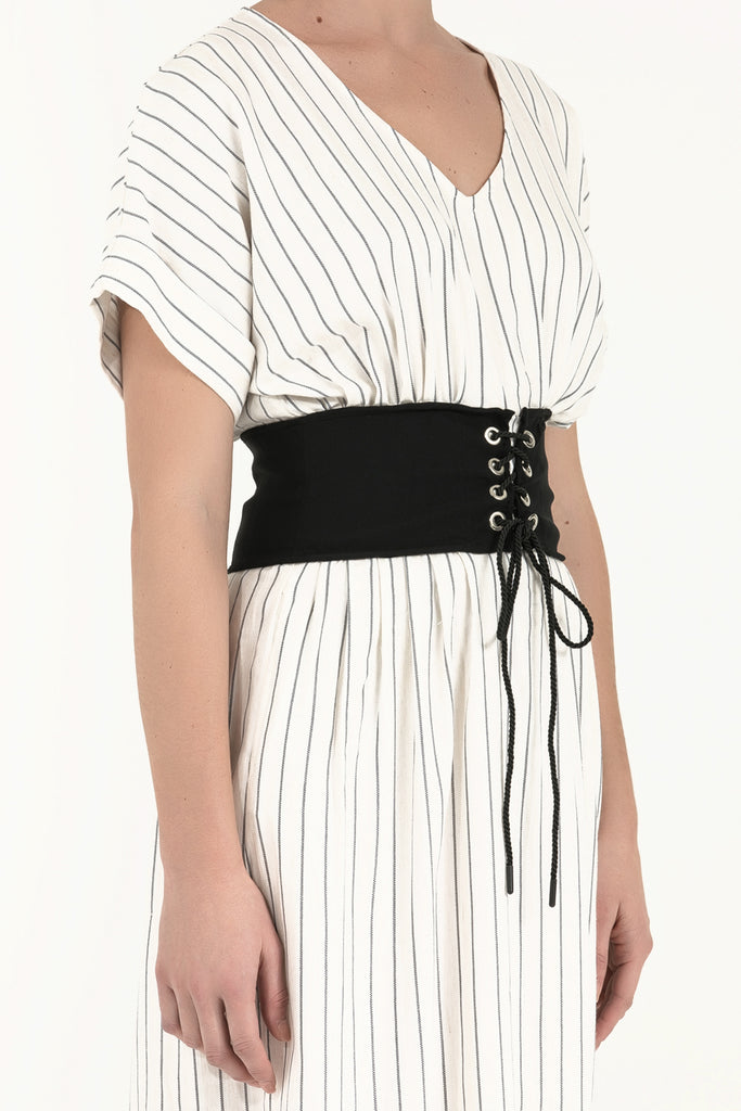 V Yaka Pamuk Midii Elbise 92087