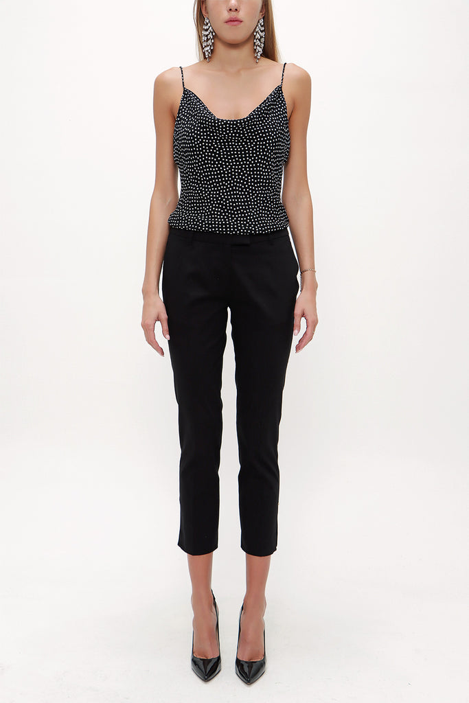 Black Low- cut  and straight cut pants 41304