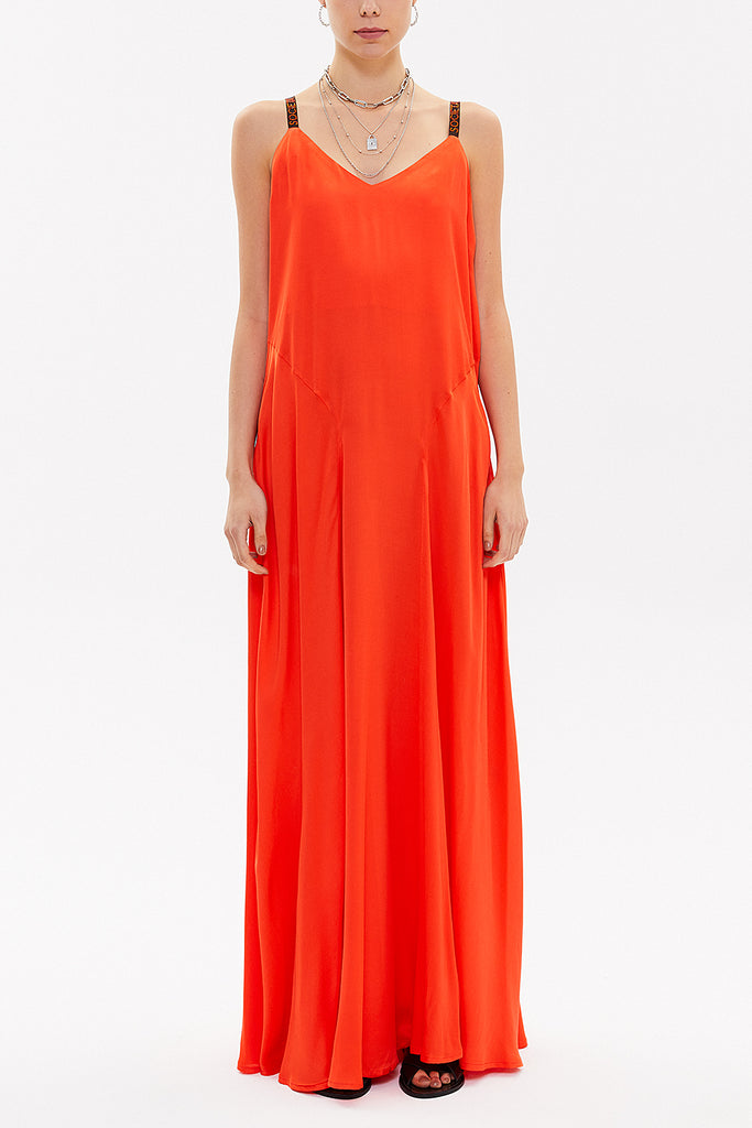 Red Crystal gems sleeveless maxi dress 92850