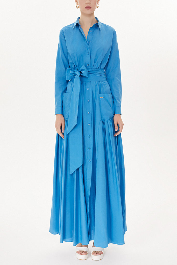 Blue Pleated maxi dress  93723