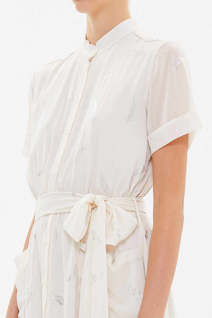 White Short sleeve chiffon midi dress 92782