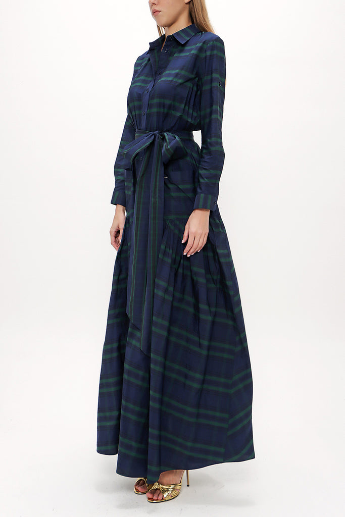 Plaid Pleated detail maxi dress 93131