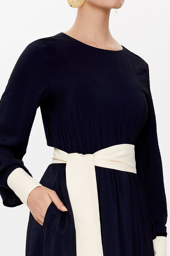 Black Contrast colour combined maxi dress 93025