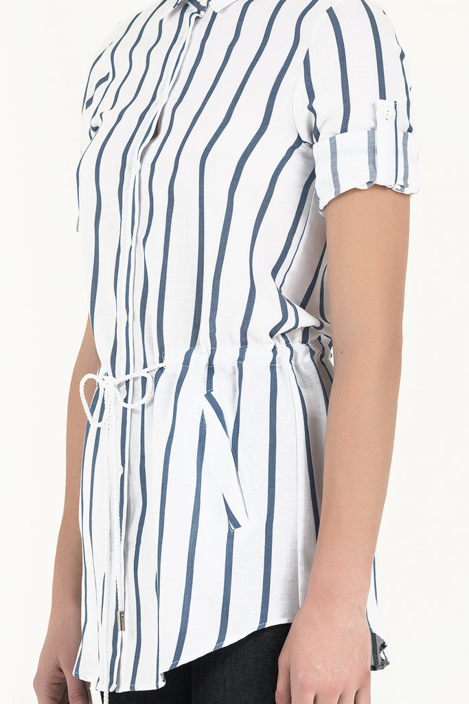 White Tied and buttoned, striped cotton shirt 10663