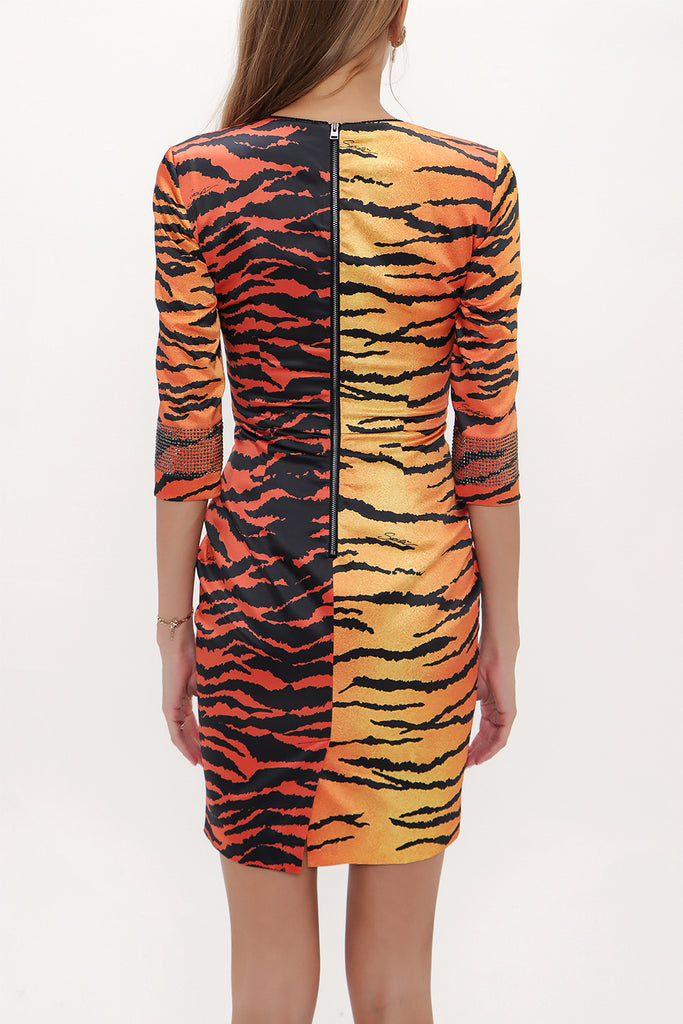 Red Printed satin mini dress 91369