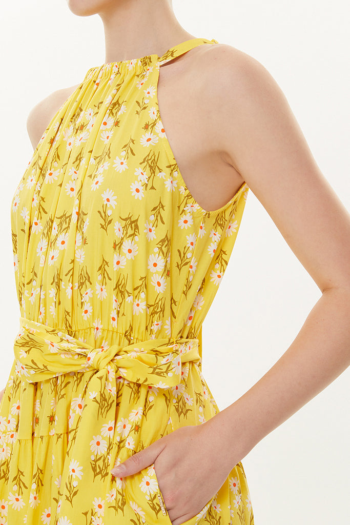 Yellow Strappy sleeveless wide cut dress  93470