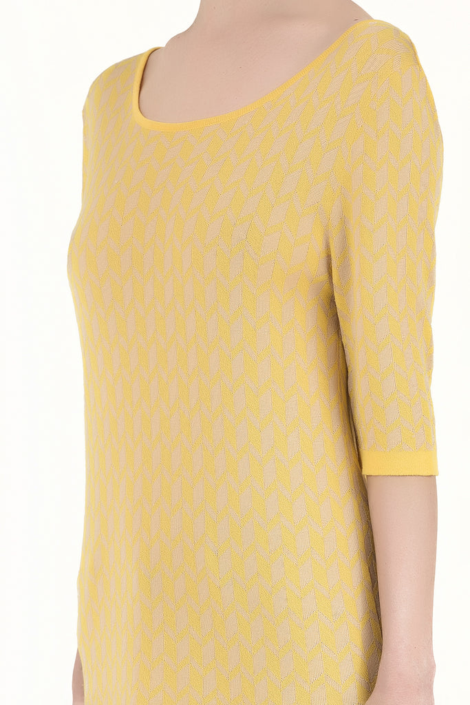 Yellow Pattern knitted knitwear blouse 28650