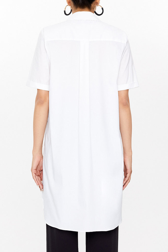 White Short sleeve poplin shirt 10732