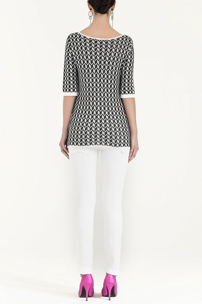 White Pattern knitted knitwear blouse 28650