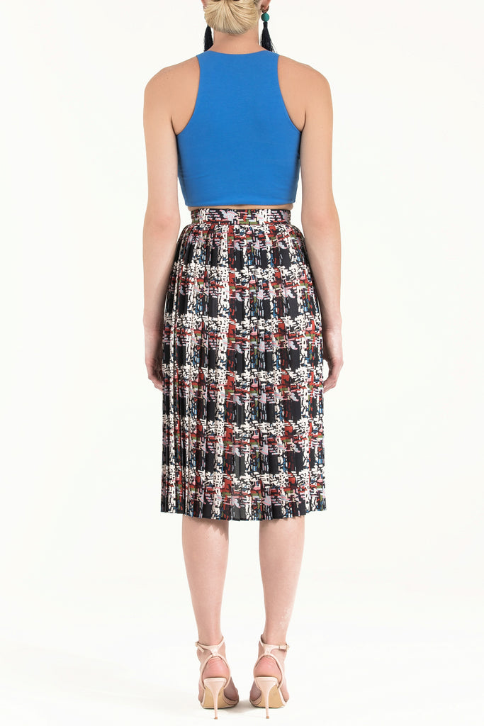 Patterned Zipped pleated skirt 80974