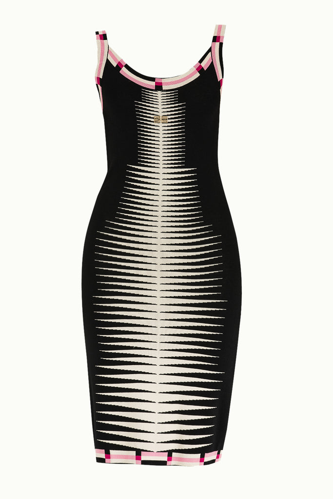 Desen Örgülü Kolsuz Triko Elbise Siyah 28027