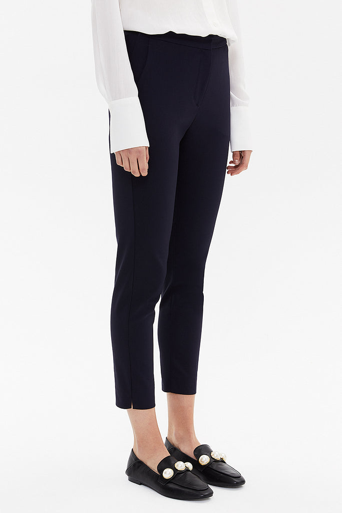 Navy Blue Five pocket trousers with elastic waist 41368