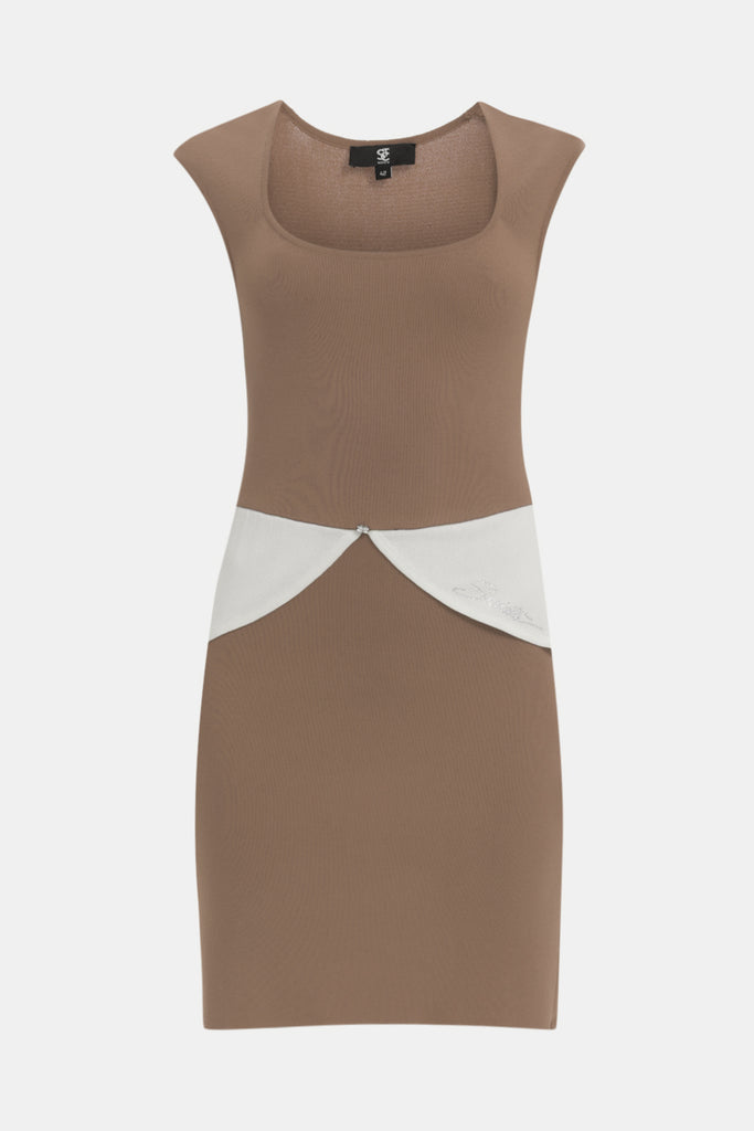 Beige Contrast colour knit dress 27929