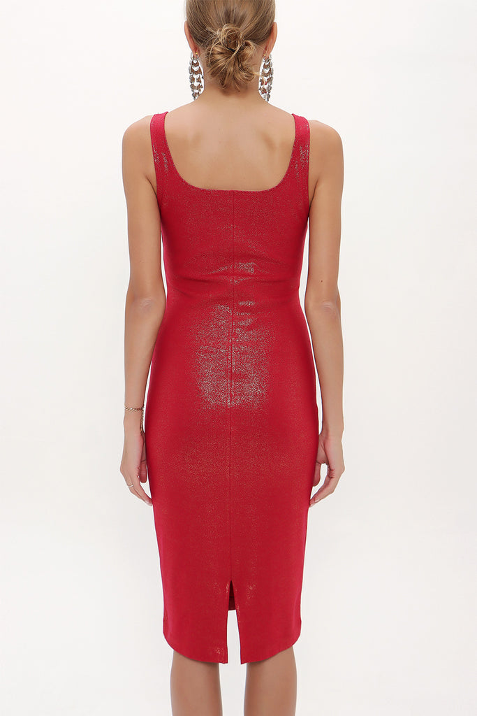 Burgundy Strappy Slim fit mini woven dress 91967