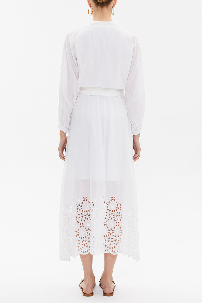 White Brode wide cut maxi dress 92762