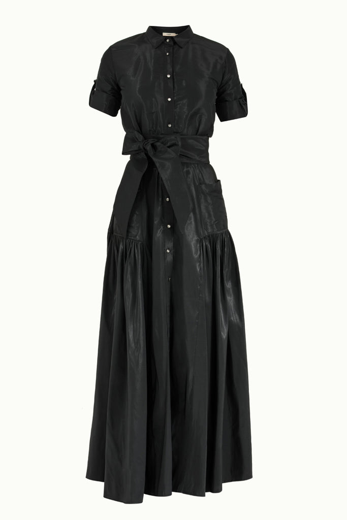 Büzgülü Gömlek Elbise Siyah