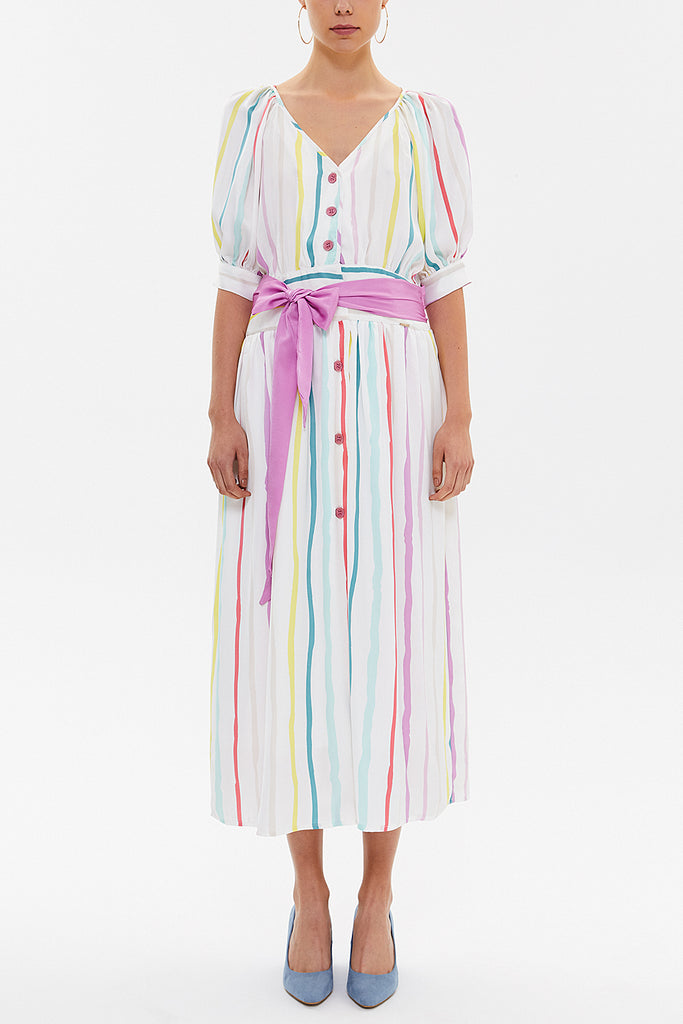 Striped V-neck maxi dress 92761