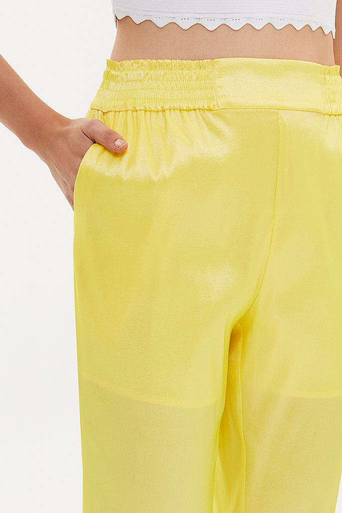 Yellow Elastic waist pants 41356