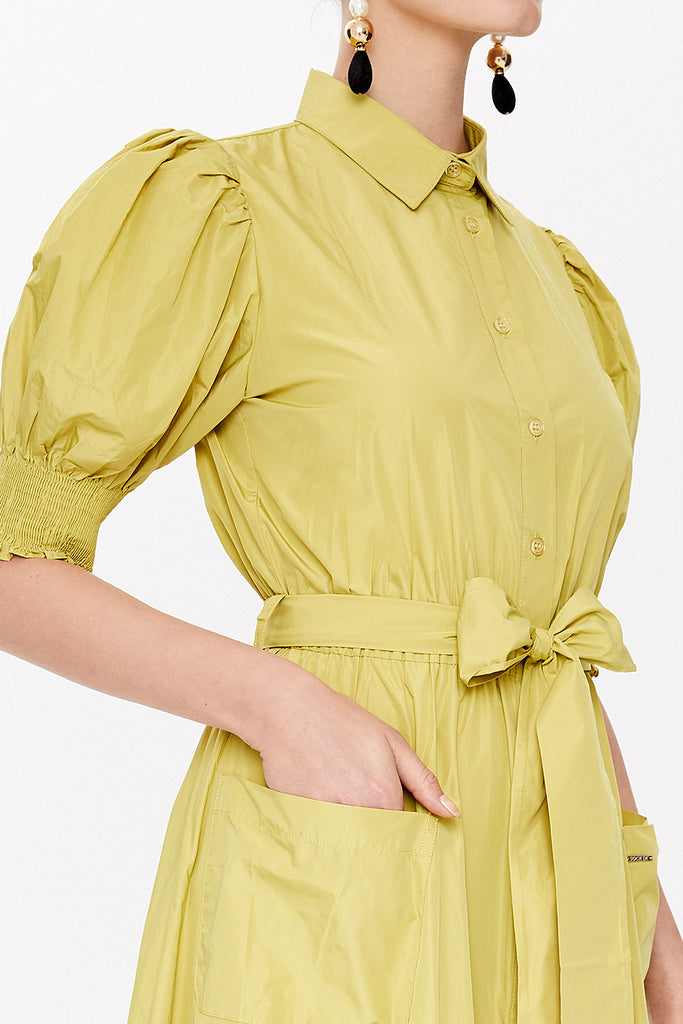 Acid Yellow Elastic detail maxi dress 93109