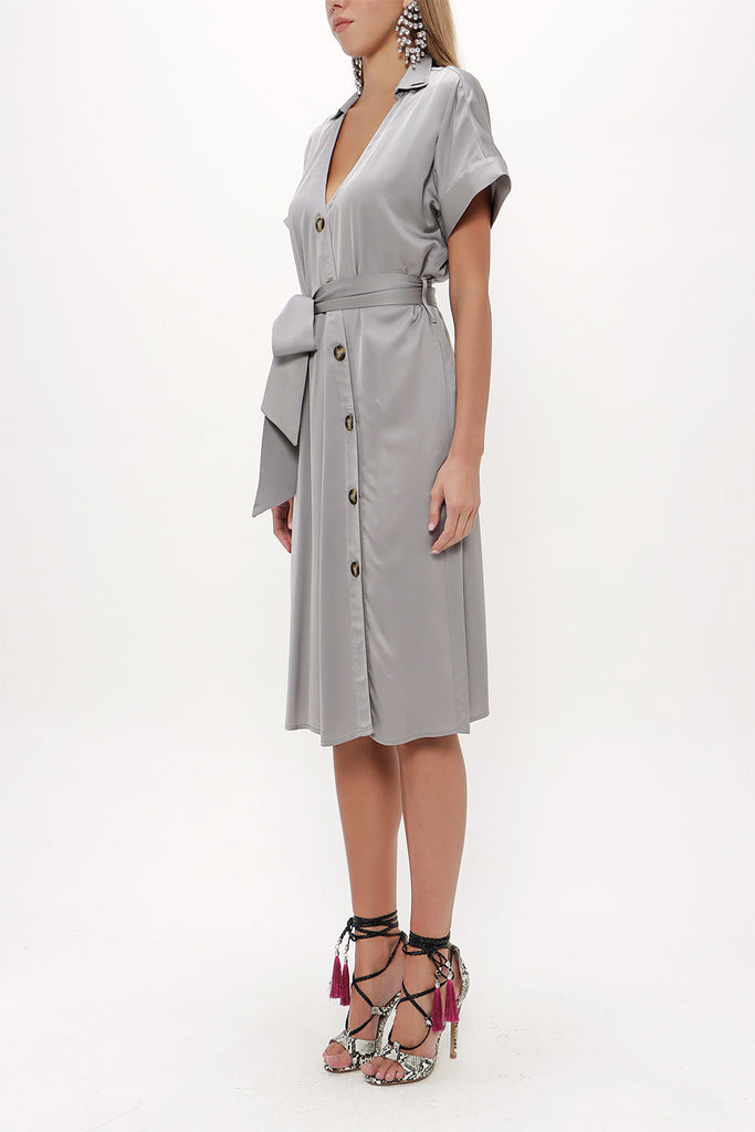 Gray Asymmetric fly midi dress 92764