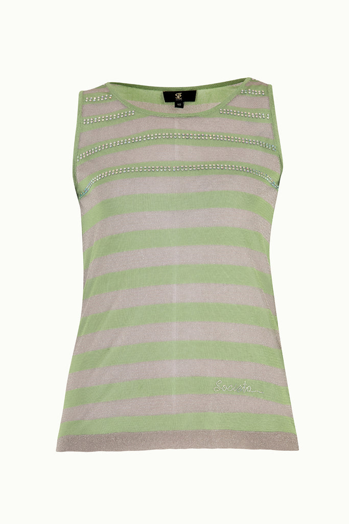 Green Gem  sleeveless tricot  blouse  28484