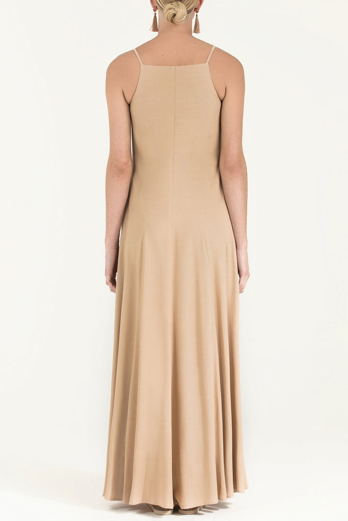 Askılı Desenli Uzun Elbise 92256