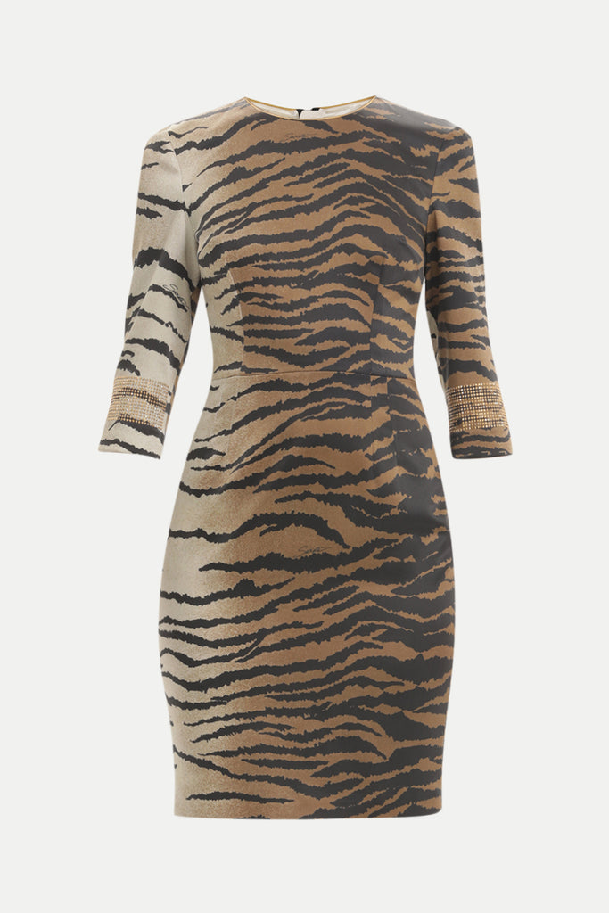 Black Printed satin mini dress 91369