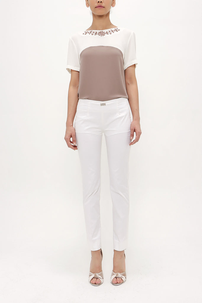 White Slim fit cotton pants 40665