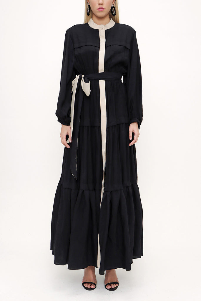 Black Pleated wide cut dress 93467