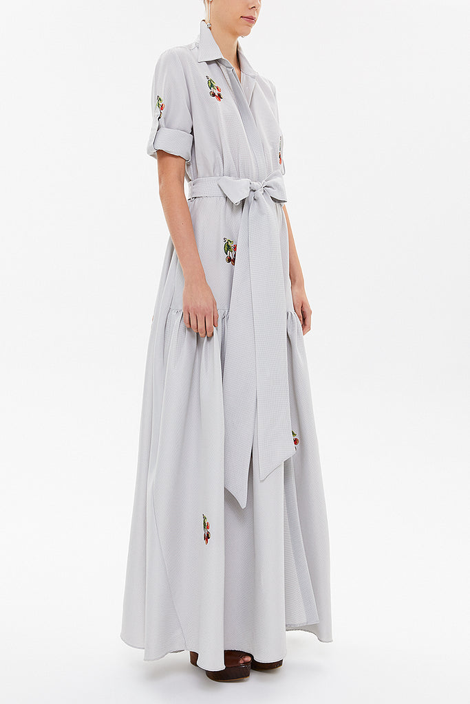 Beige Embroidered maxi  dress 92866