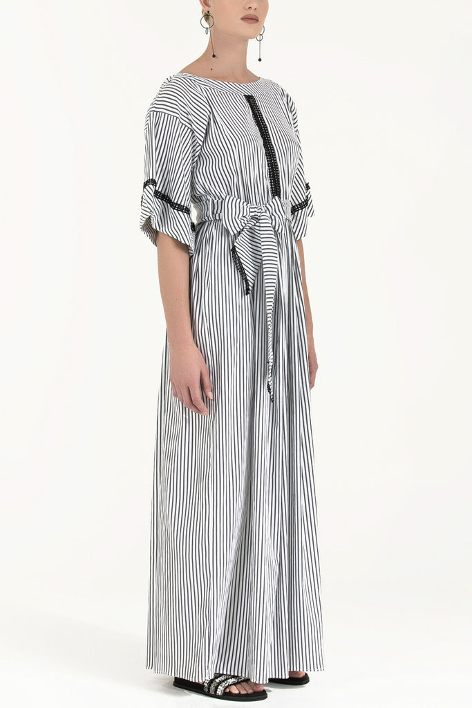 Black Laced wide cut maxi dress 92319