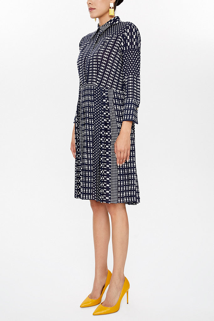 Navy Blue Pleated mini dress 92649