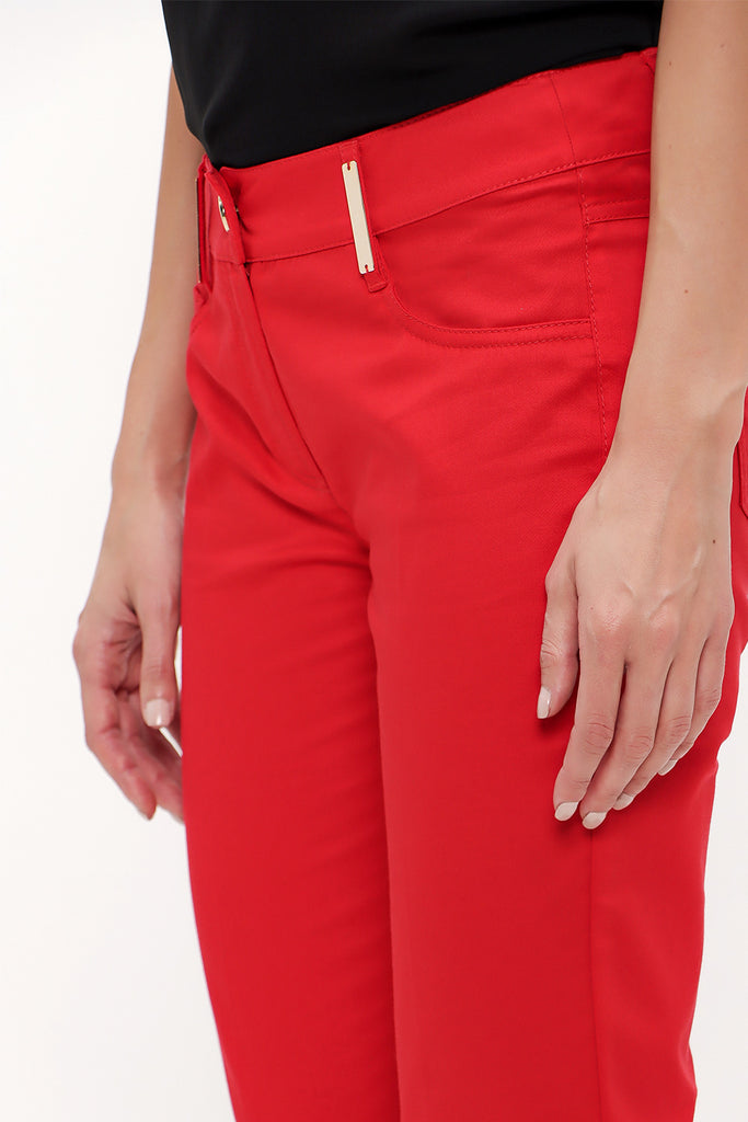 Red Slim fit cotton pants 40932