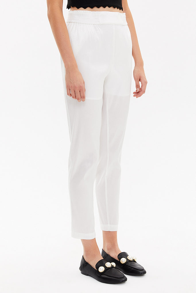 White Elastic waist pants 41356