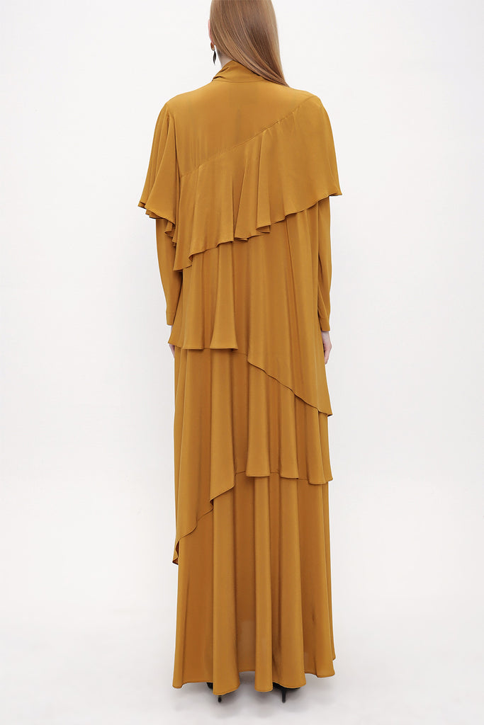Mustard Asymmetric long dress 93802