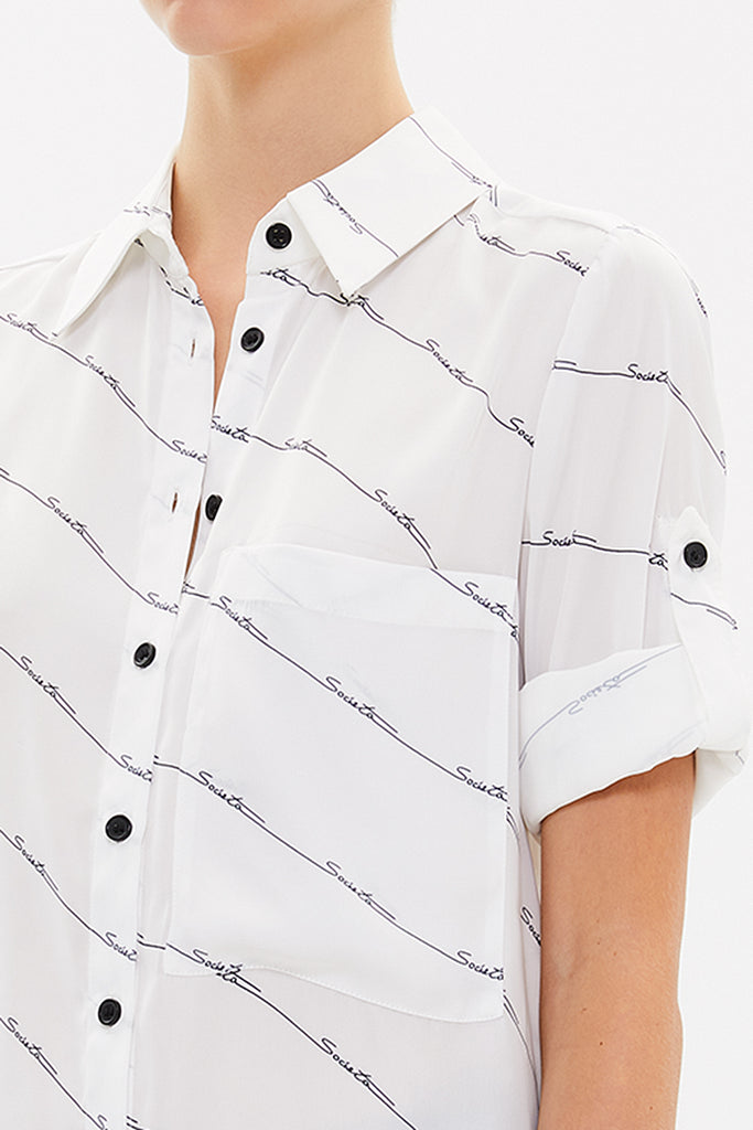 Ecru Wide cut flowing shirt  10724