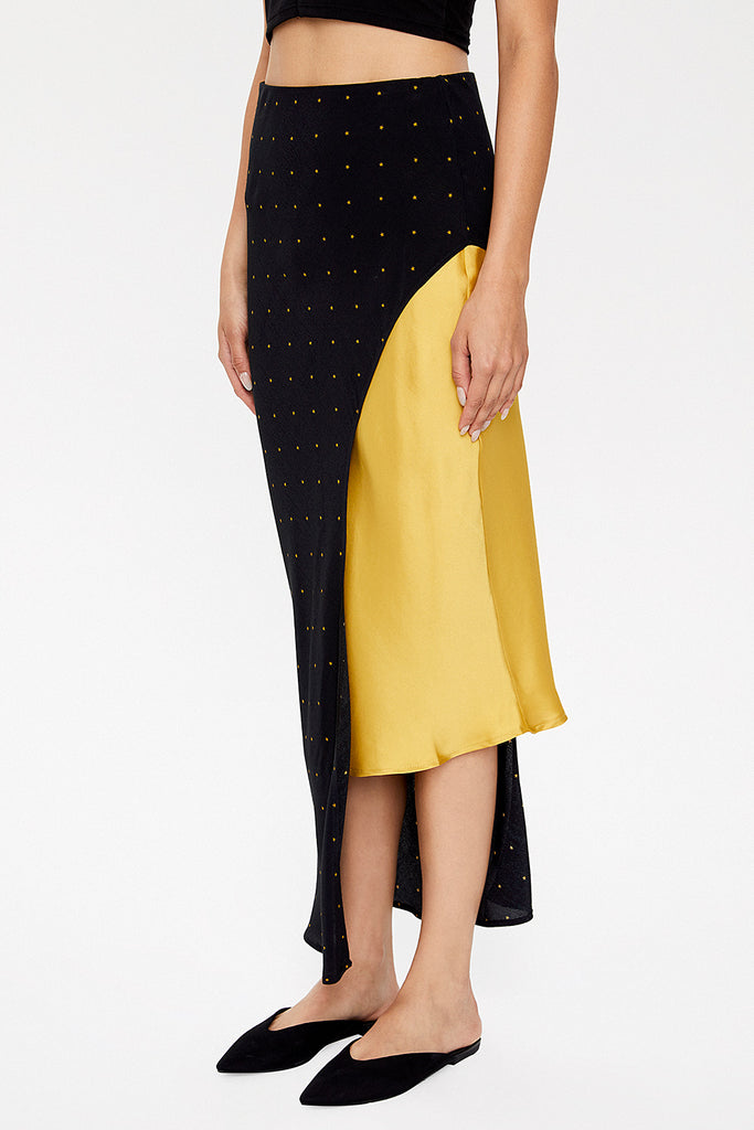 Black Mustard Asymmetric  cut slim skirt  81128