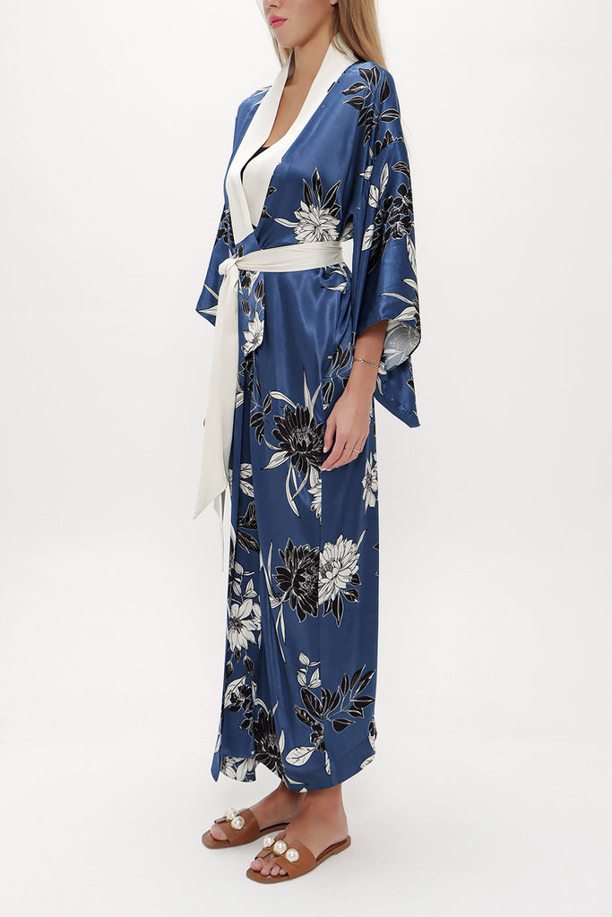 Oil Long kimono belted dress 92737
