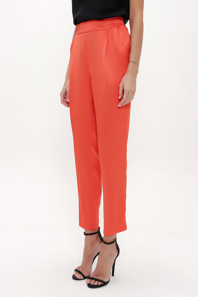 Red Elastic wide cut pants 41341