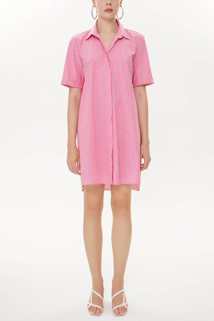 Pink Short sleeve poplin shirt 10732