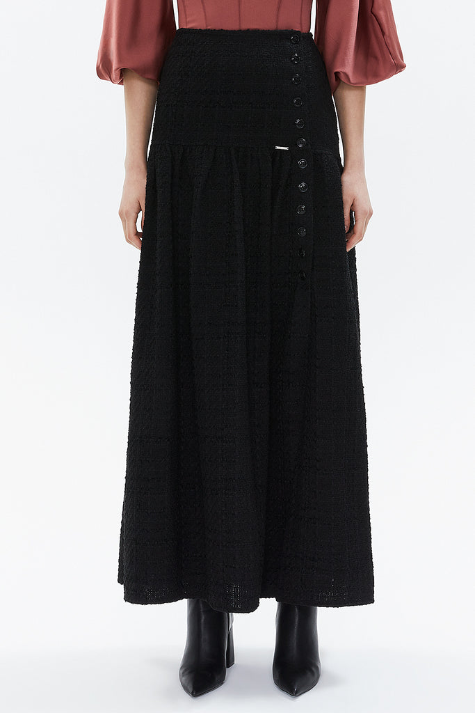 Black Button detail maxi skirt  81142