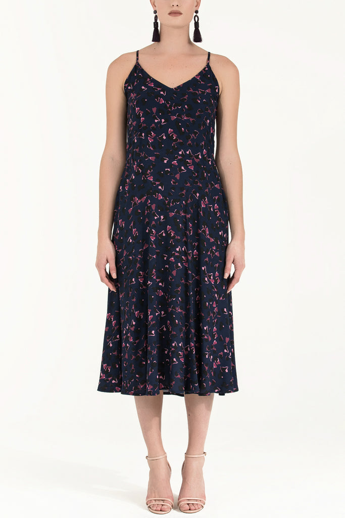 Askılı V Yaka Midi Elbise 92296