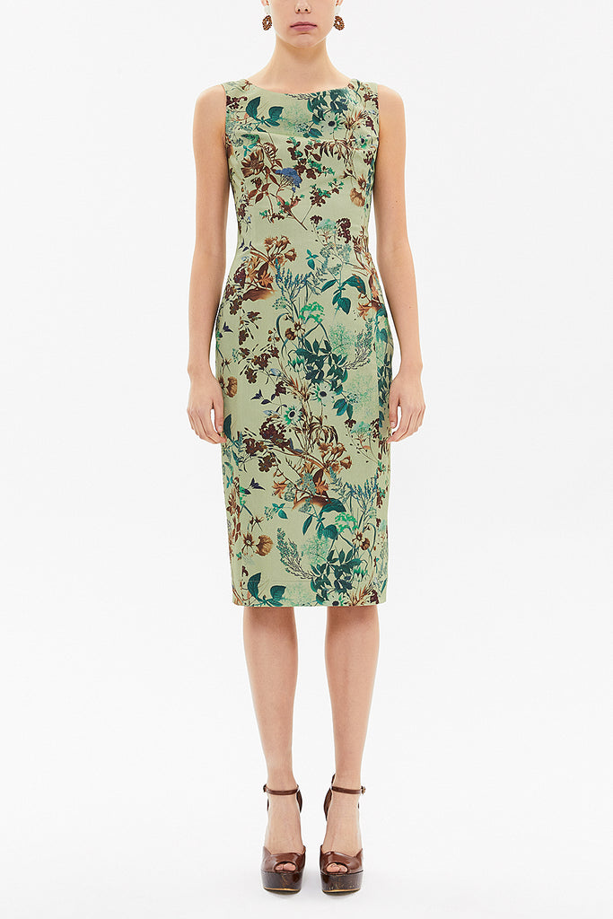 Khaki Zipped Slim fit midi dress 92363