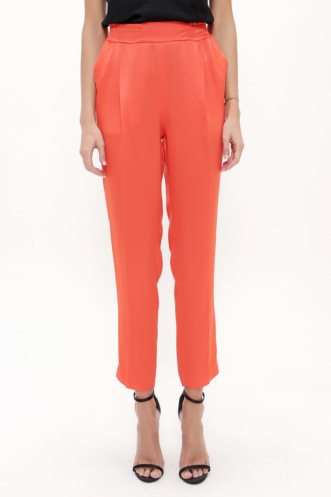 Red Elastic wide cut pants 41341