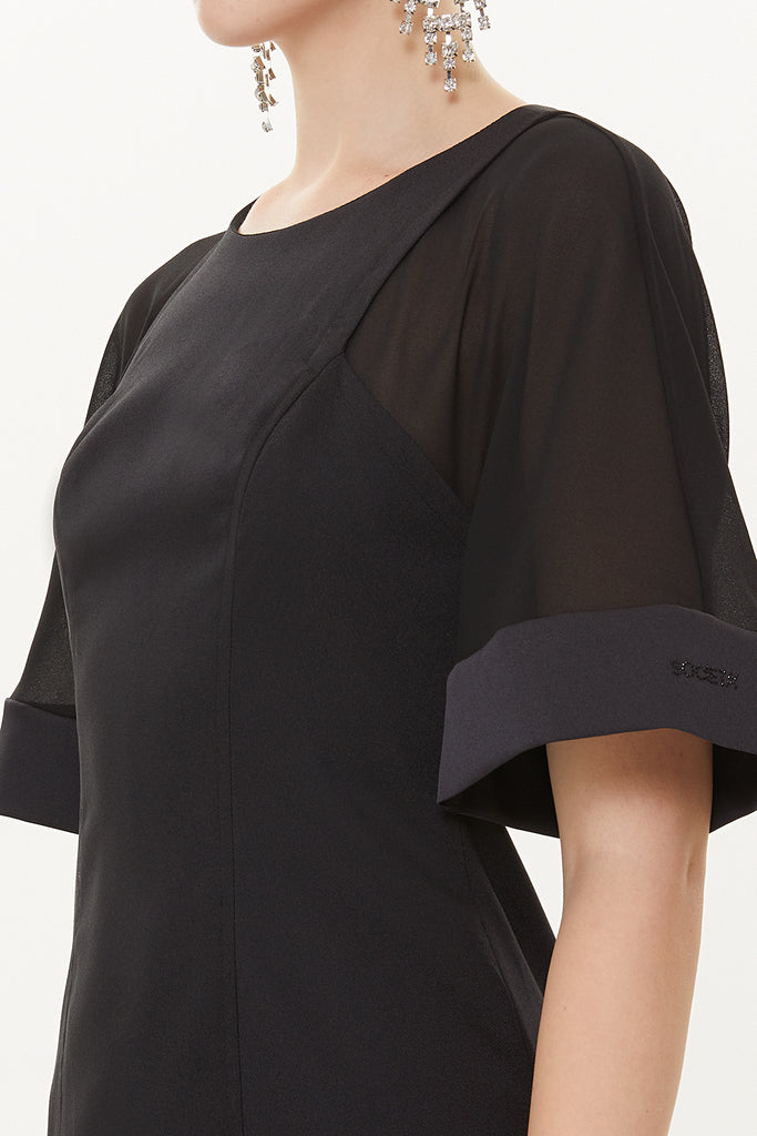 Black Chiffon and zip detail dress 91427