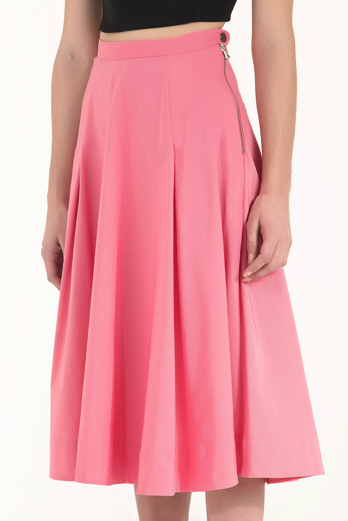 Salmon High waist Pleated  skirt  80894